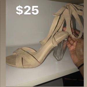 Nude heel with clear bottom